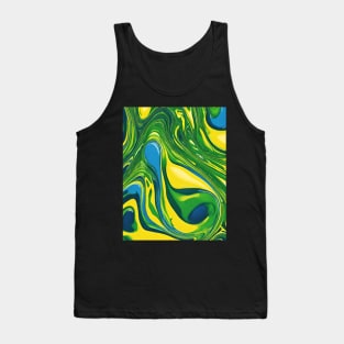 Green - Blue - Yellow Colorful Asymmetrical Pattern. Tank Top